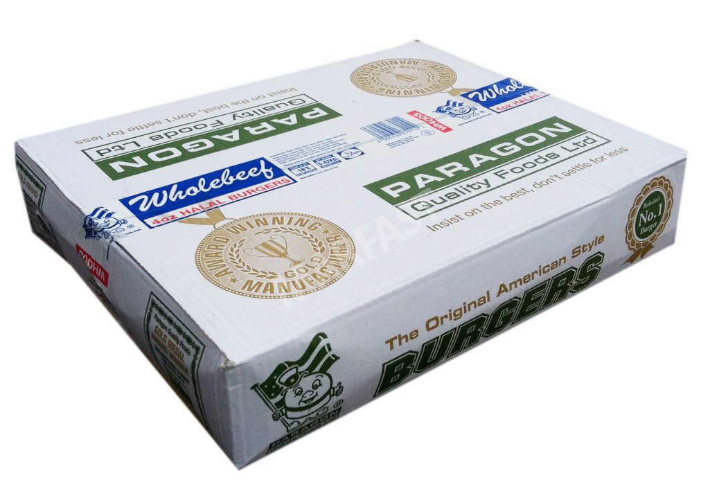 Paragon 4oz Whole Beef Halal Burgers 48x113gr