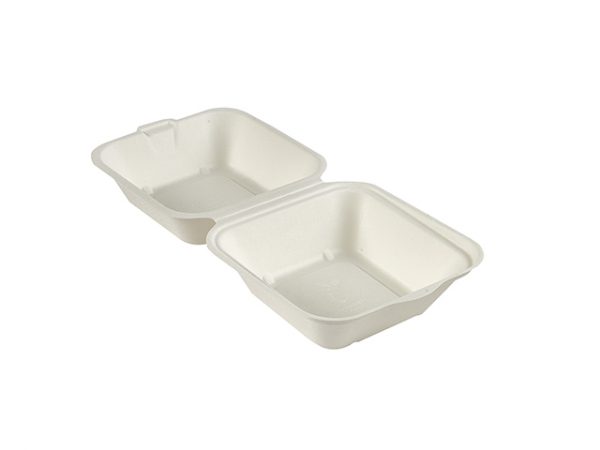 HB030 5 Square Bagasse Burger Box 500s