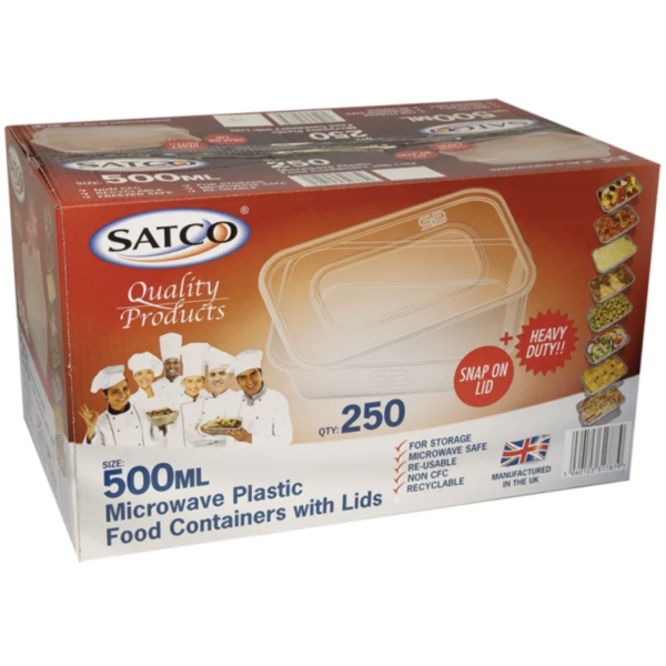 Satco 500ml Microwave Plastic Containers with Lids-1x250