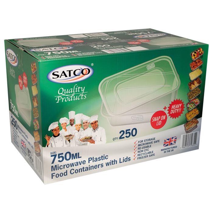 Satco 750ml Microwave Plastic Containers with Lids 1x250