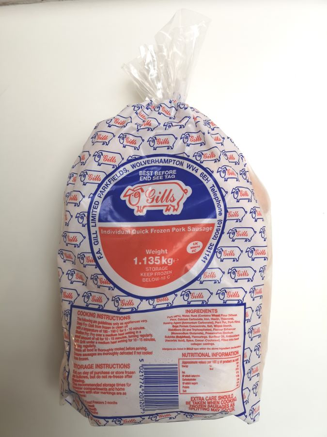 8s Gills Sausages IQF8s 12x1.13kg